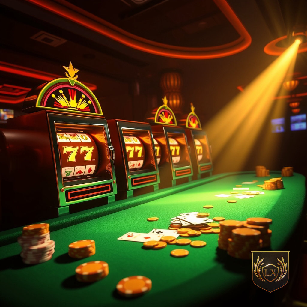 lxtoto casino online terpercaya 2024 LXTOTO - meja kasino kartu dan chips berkilau